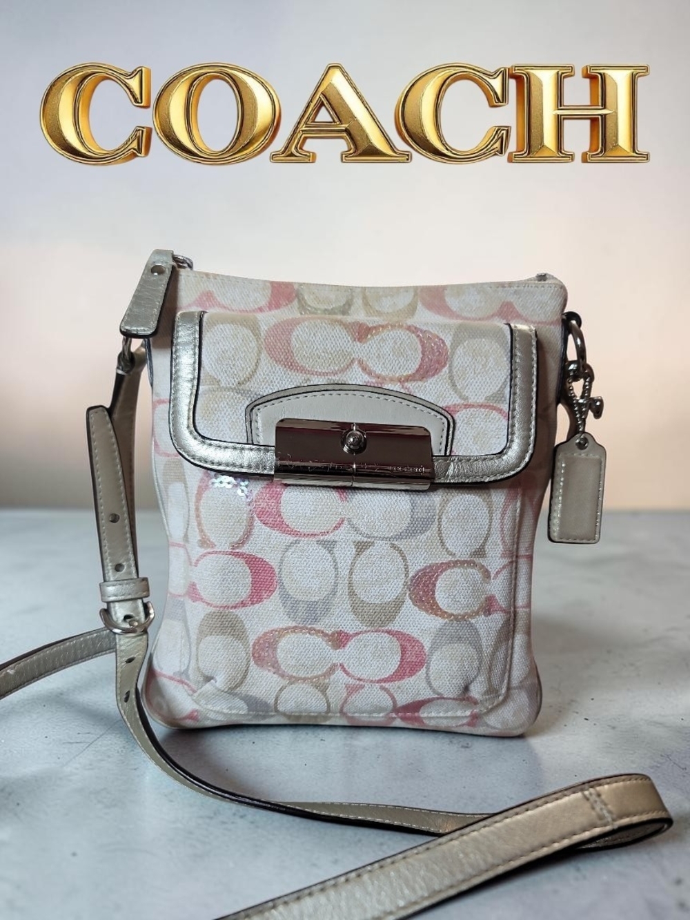 COACH Ashley Pastel/Silver Swing Pack w/Sequins EUC - Picture 1 of 7